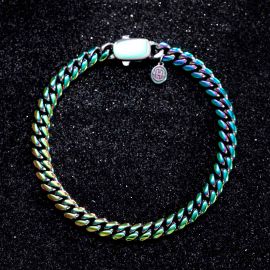 6mm Rainbow Stainless Steel Cuban Bracelet with Spring Clasp