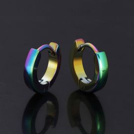Rainbow Stainless Steel Huggie Earrings
