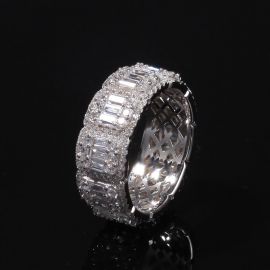 8mm Baguette-Cut Halo Band in White Gold