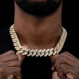 Iced 20mm Miami Cuban Chain with Big Box Clasp in Gold