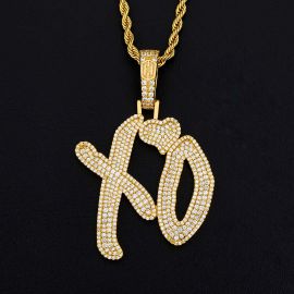 Iced “XO” Pendant in Gold