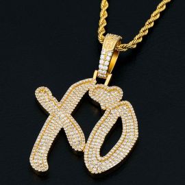 Iced “XO” Pendant in Gold