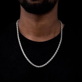 5mm 18K White Gold Rope Chain