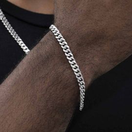 6mm Diamond-Cut Stainless Steel Cuban Bracelet