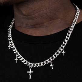 8mm Jesus Crucifixion Cross Cuban Necklace