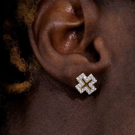 Iced Halo Cross Stud Earrings