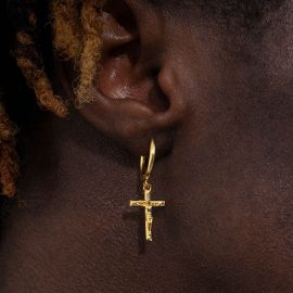 Crucifixion of Jesus Cross Earrings in Gold