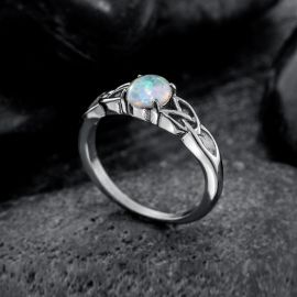 Celtic Knot Oval Shaped Opal Ring