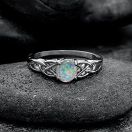 Celtic Knot Oval Shaped Opal Ring