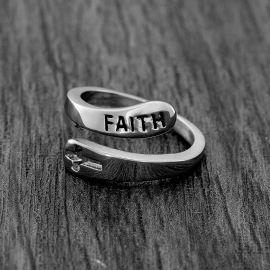 Faith Cross Hollow Stainless Steel Ring