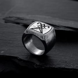 Vintage Sigil of Lucifer Stainless Steel Ring