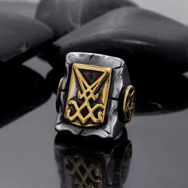 Sigil of Lucifer Stars Stainless Steel Ring