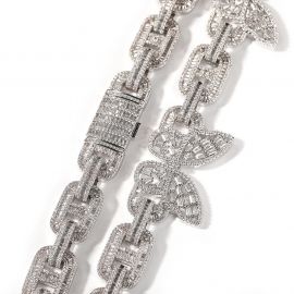 Butterfly Baguette G-Link Chain in White Gold