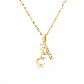 Iced 26 Old English Letters Pendant in Gold