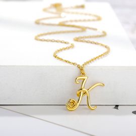 Rose A-Z Initial Letters Pendant in Gold