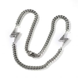 8mm Cuban Chain with Baguette Lightning Necklace