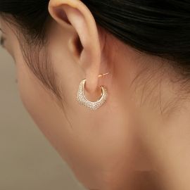 Micro Pave C Shape Stud Earrings