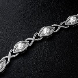Mobius Infinity Eye of Amulet Pearl Bracelet
