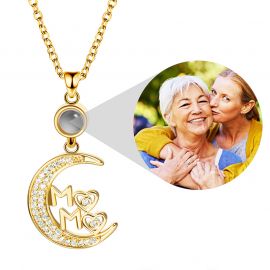 Personalized Iced Moon Mom Projection Photo Pendant
