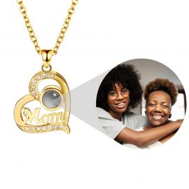 Personalized Heart Mom Projection Photo Pendant