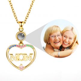 Personalized MOM Heart Projection Photo Pendant
