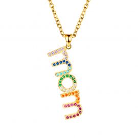 Rainbow Colored  mom Necklace