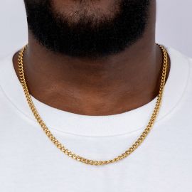 5mm Cuban Link Solid 925 Sterling Silver Chain in Gold