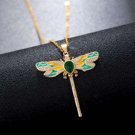 Iced Enamel Dragonfly in Gold