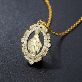 Virgin Mary Pendant Necklace in Gold