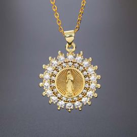 Iced Mary Pendant Necklace
