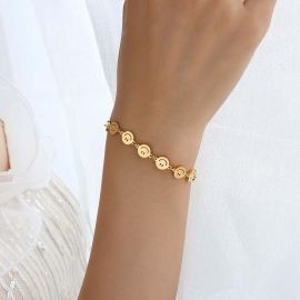 Smile Face Charm Bracelet in Gold