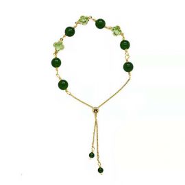Green Chalcedony Lucky Four-leaf Clover Bracelet