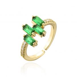 Micro Pave Emerald Cut Shinny Open Ring