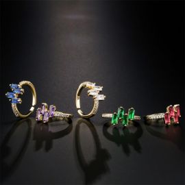 Micro Pave Emerald Cut Shinny Open Ring