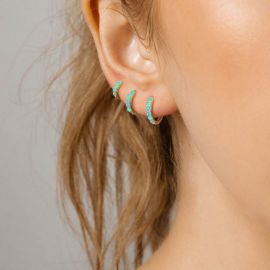 Opal Hoop Earrings in Sterling Silver
