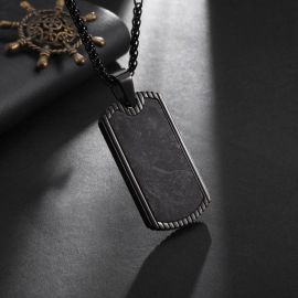 Stainless Steel Carbon Fibre Dog Tag Pendant