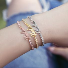 Personalized Tennis Name Bracelet in Rose Gold