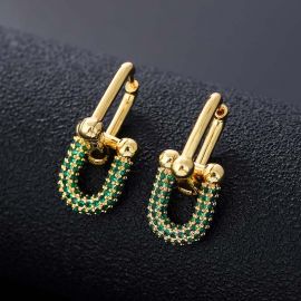 Micro Pave U-shape Short Chain Earrings