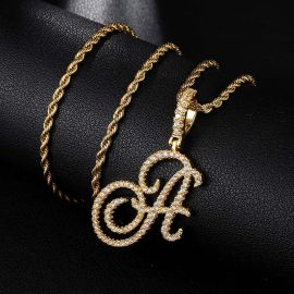 Women's Cursive Style A to Z Initial Letters Pendant in Gold