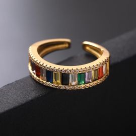 Baguette Multicolor Stone Open Ring