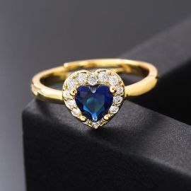 Micro Pave Heart Cut Open Ring
