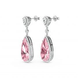 Pink Pear Cut Dangle Earrings