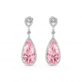 Pink Pear Cut Dangle Earrings