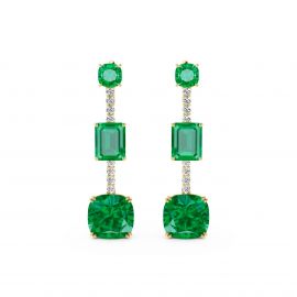 Cushion and Emerald Cut Drop Earrings