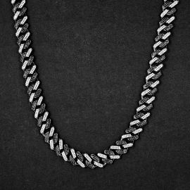 Iced 13mm White & Black Cuban Chain with Box Clasp