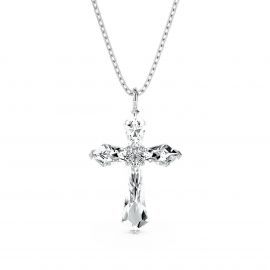 Cushion and Round Cut Cross Pendant Necklace