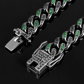 Iced 10mm Emerald & Black Miami Cuban Bracelet