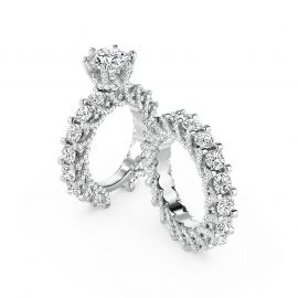 1.8 Ct Round Cut 4-Claw Mirco Pave Ring Set