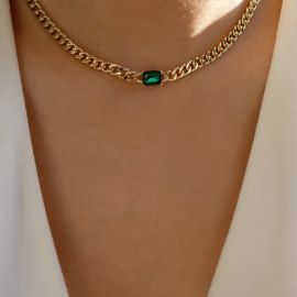 Emerald Cuban Chain Choker Necklace
