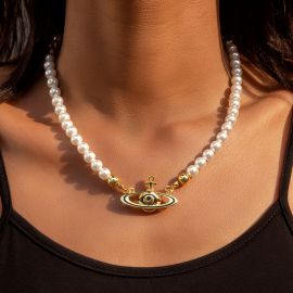 Women's Eye of Amulet Planet Pearls Necklace